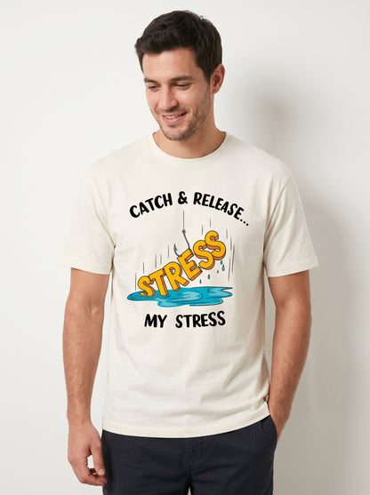 Catch Release Stres Atan Balıkçı %100 Pamuklu Tasarım T-Shirt
