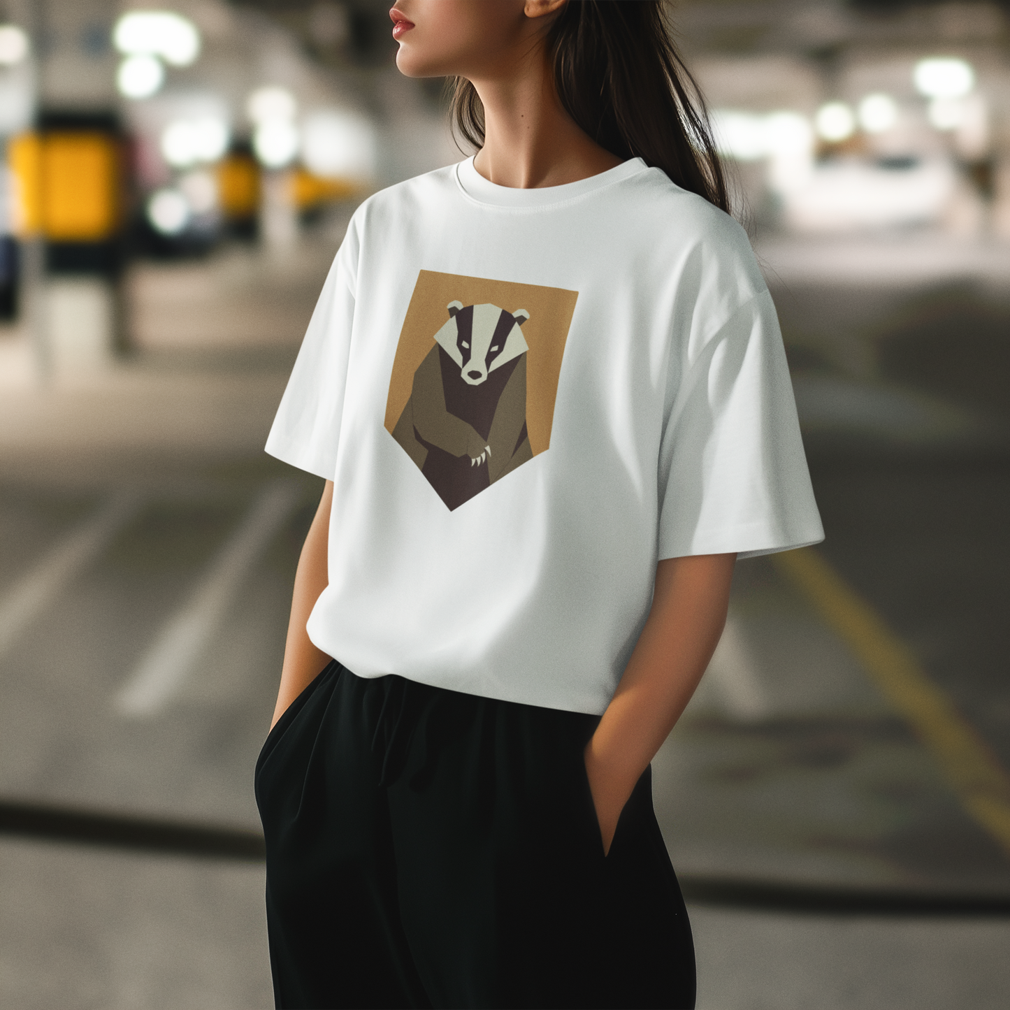 Mystic Badger – Symbol of Loyalty and Power – Unisex Oversize T-Shirt