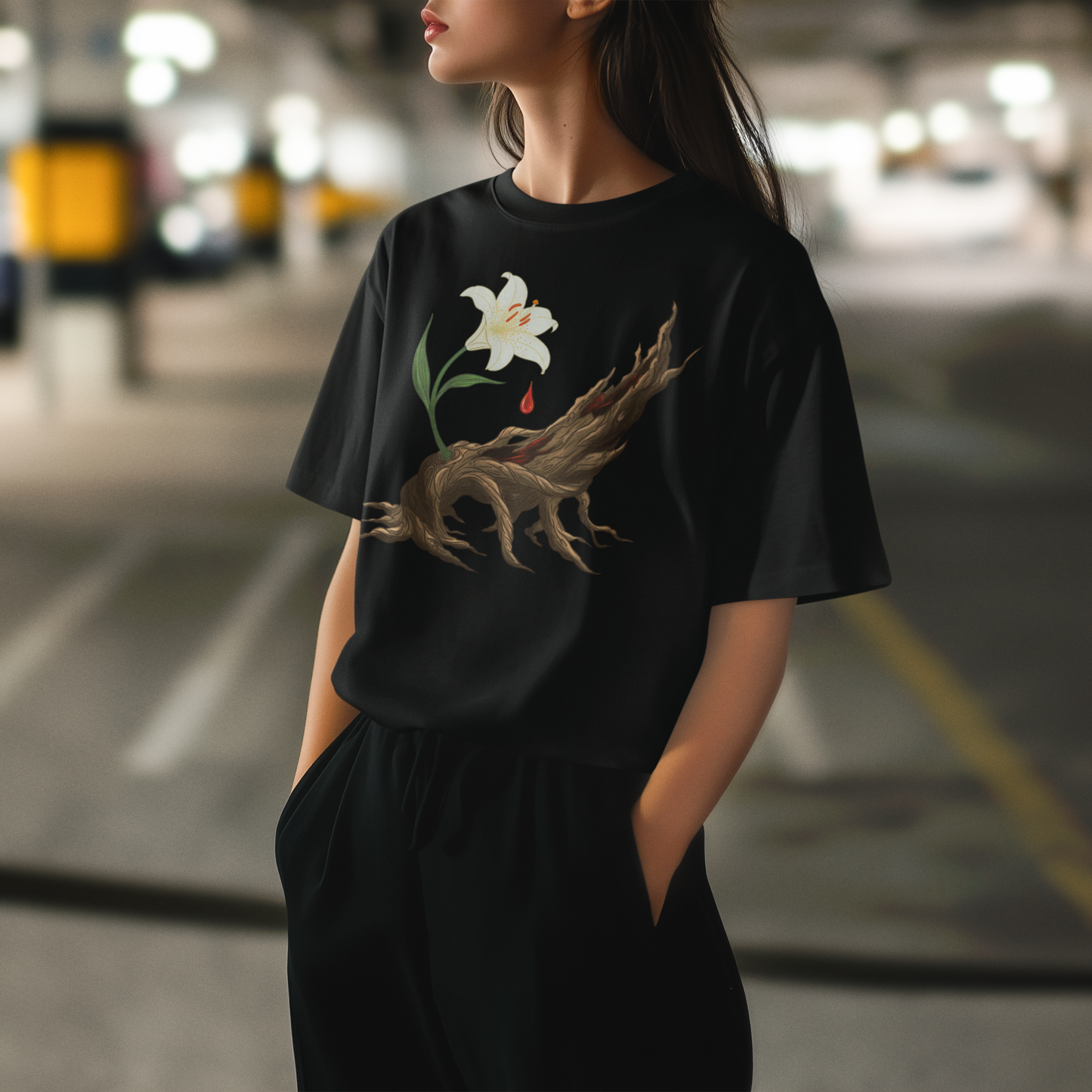 Mystic Lily - Köklerden Doğan Mucize - Oversize Tişört