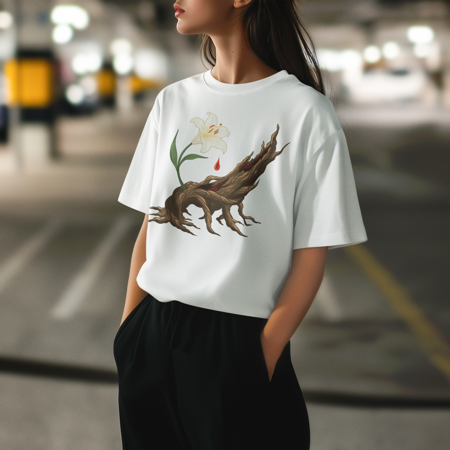Mystic Lily - Köklerden Doğan Mucize - Oversize Tişört