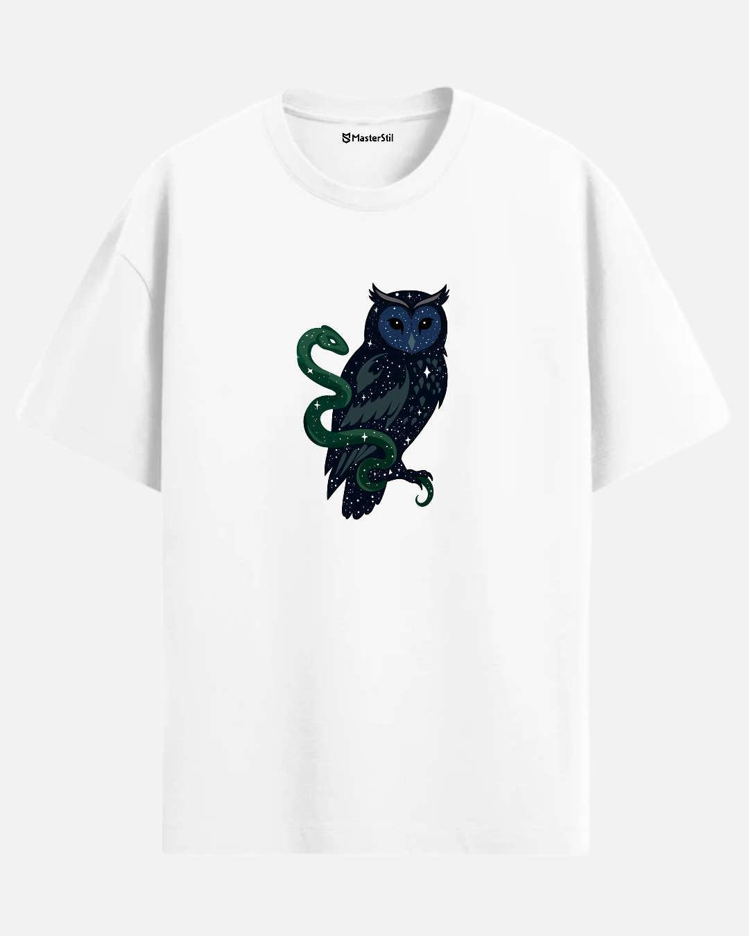 Mystic - Starry Owl and Snake T-Shirt Design