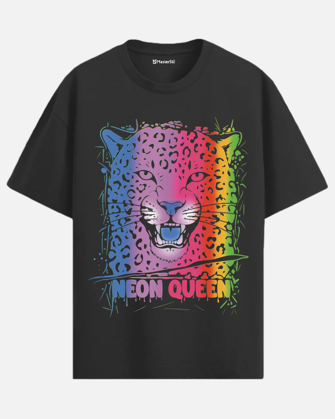 Neon Queen – Retro Renkli Kraliçe Tişört | Oversize Unisex PopArt Tasarım