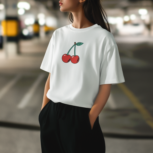 POP CHERRY | Retro Popart Kiraz Oversize Tişört