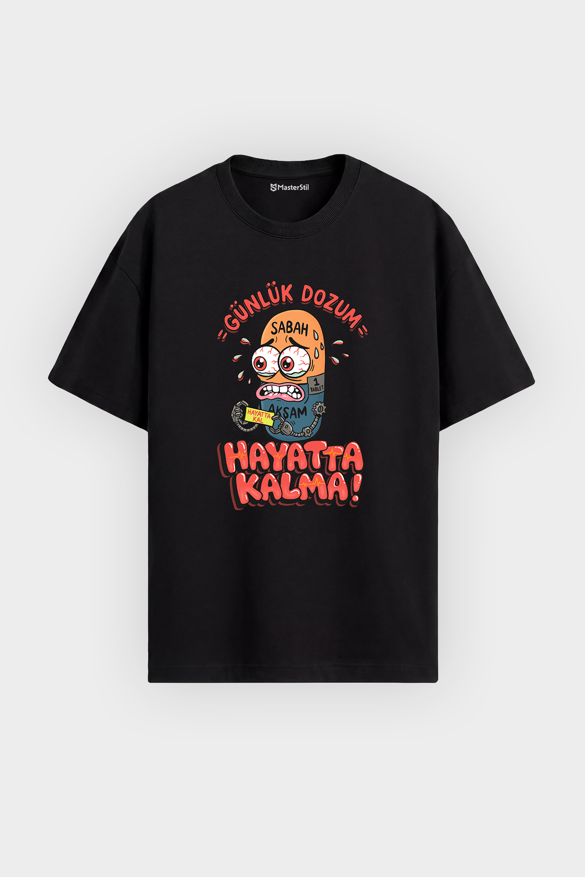 Oversize Günlük Dozum Esprili %100 Pamuklu Tasarım T-Shirt