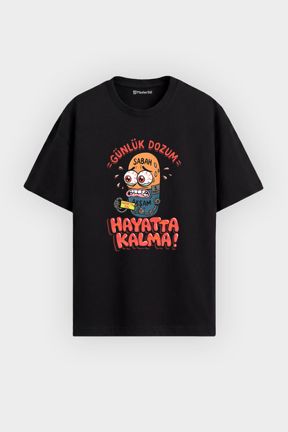 Oversize Günlük Dozum Esprili %100 Pamuklu Tasarım T-Shirt