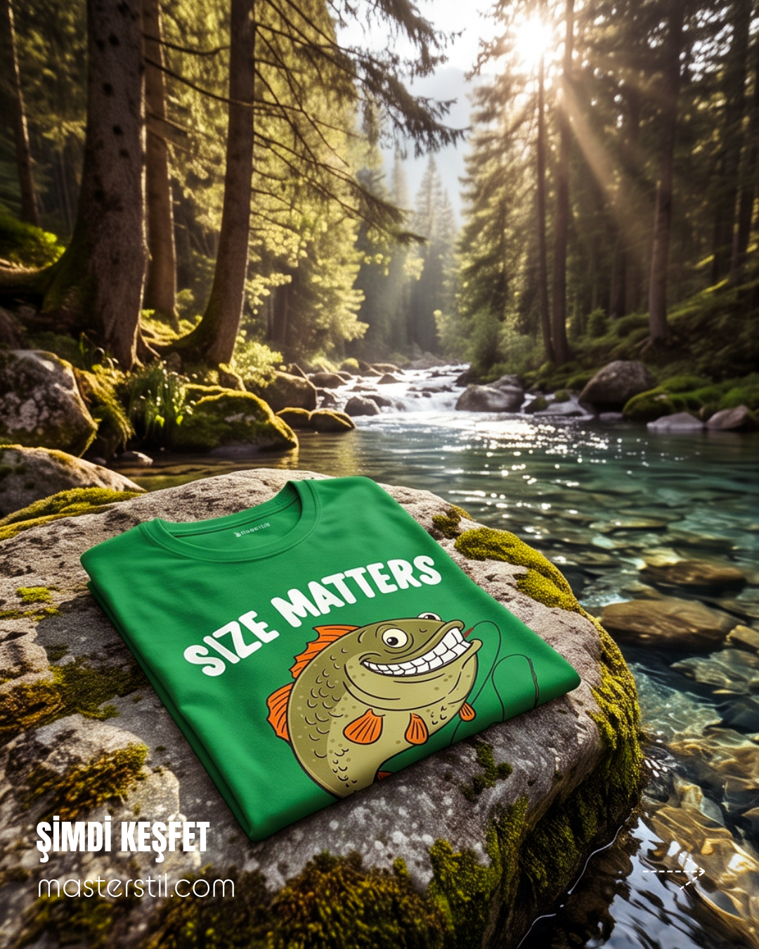 Regular Size Matters Boyut Önemlidir Esprili Balıkçı %100 Pamuklu Tasarım T-Shirt
