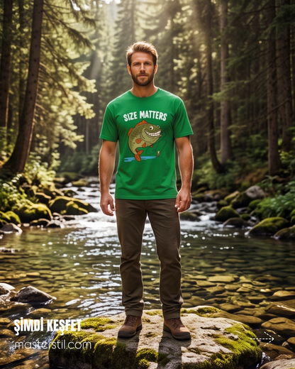 Regular Size Matters Boyut Önemlidir Esprili Balıkçı %100 Pamuklu Tasarım T-Shirt