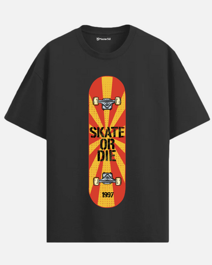 Skate or Die 1997 – Retro Skateboard Spirit PopArt T-Shirt Oversize 100% Cotton | Unisex Streetwear Style