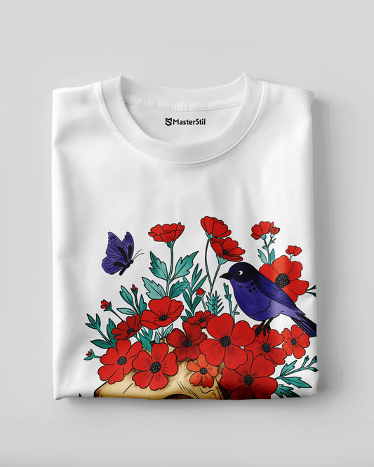 Skull Bloom – Wear the Silence with Flowers T-Shirt