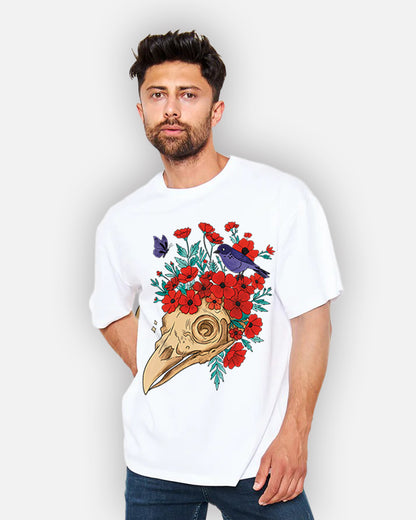 Skull Bloom – Wear the Silence with Flowers T-Shirt