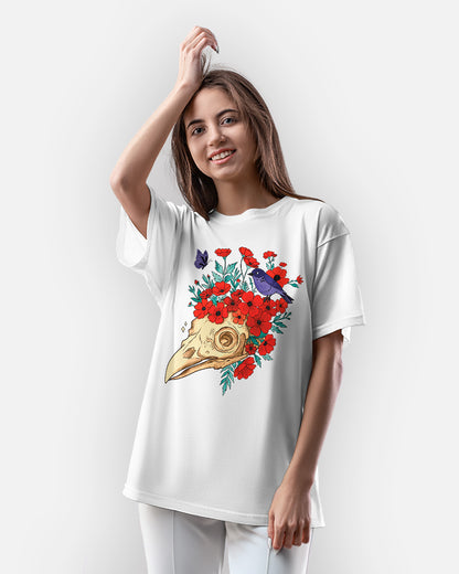 Skull Bloom – Wear the Silence with Flowers T-Shirt