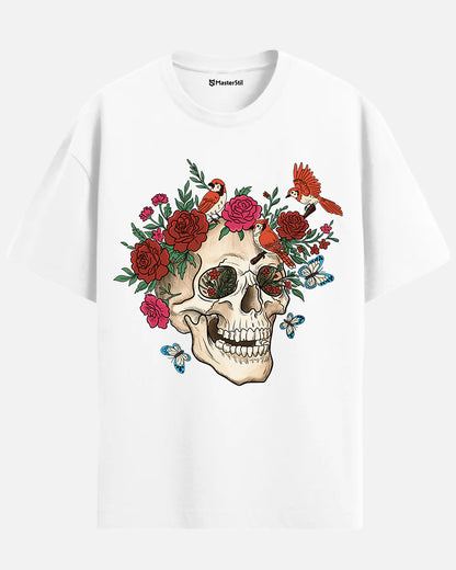 Skull Bloom – Wear the Silence with Flowers T-Shirt
