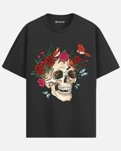 Skull Bloom – Wear the Silence with Flowers T-Shirt