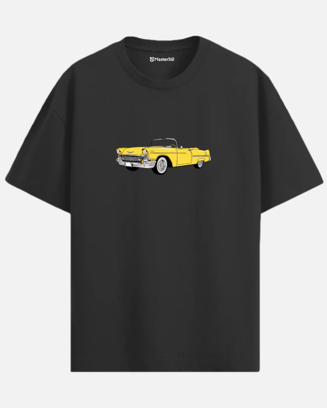 Sunset Rider – Yellow Classic Car PopArt T-Shirt | Oversized Retro Drive-In Spirit