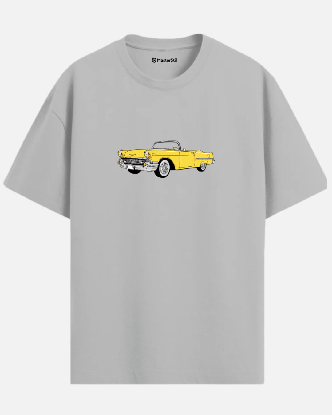 Sunset Rider – Yellow Classic Car PopArt T-Shirt | Oversized Retro Drive-In Spirit
