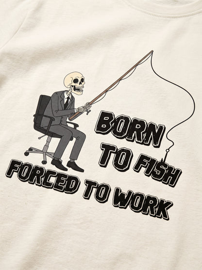 Born To Fish Balıkçı %100 Pamuklu Tasarım T-Shirt