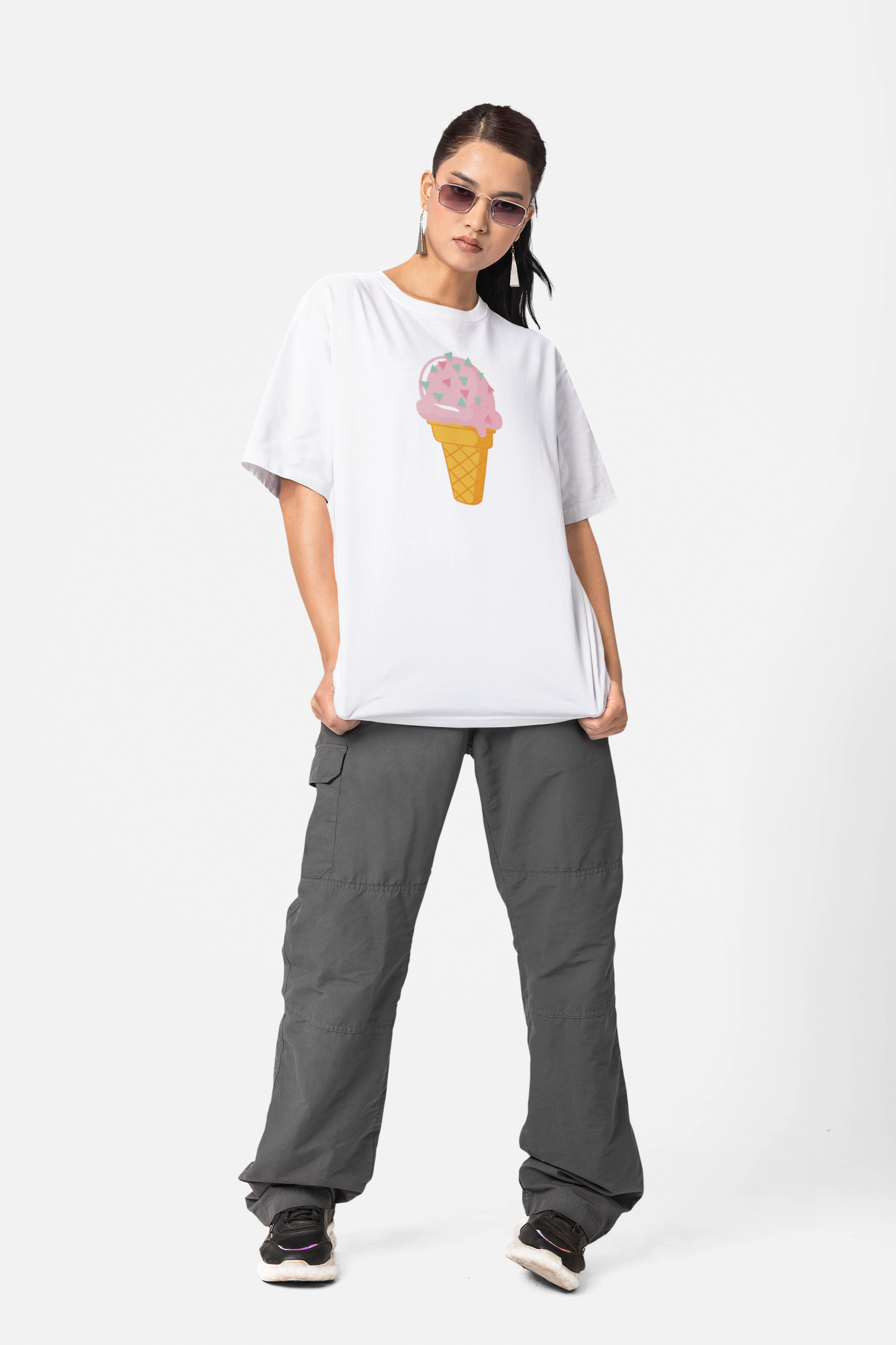 Tatlı Günler – PopArt Stil Renkli Dondurma Tasarımlı Oversize Unisex Tişört