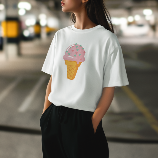 Tatlı Günler – PopArt Stil Renkli Dondurma Tasarımlı Oversize Unisex Tişört
