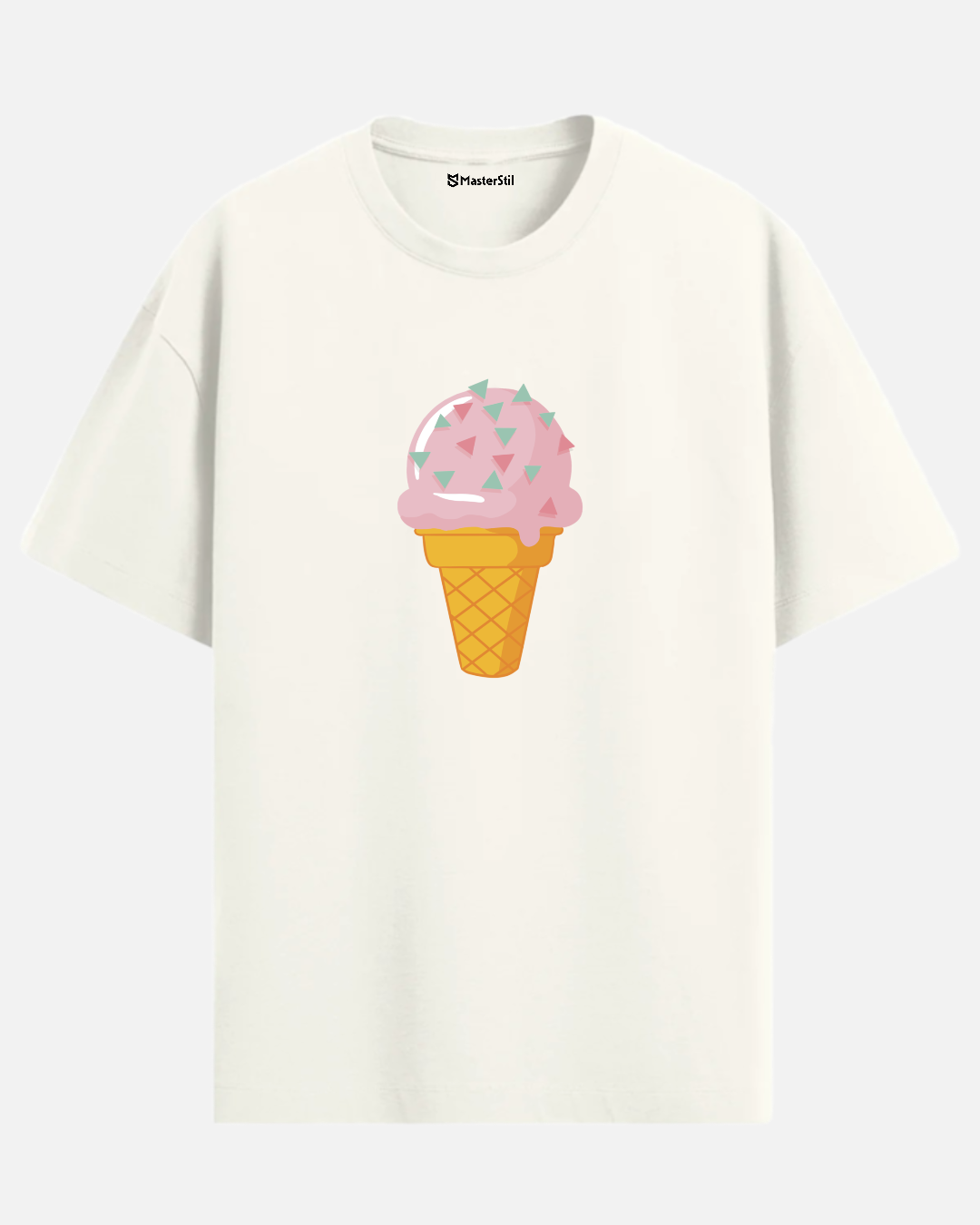 Tatlı Günler – PopArt Stil Renkli Dondurma Tasarımlı Oversize Unisex Tişört