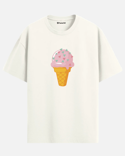 Tatlı Günler – PopArt Stil Renkli Dondurma Tasarımlı Oversize Unisex Tişört