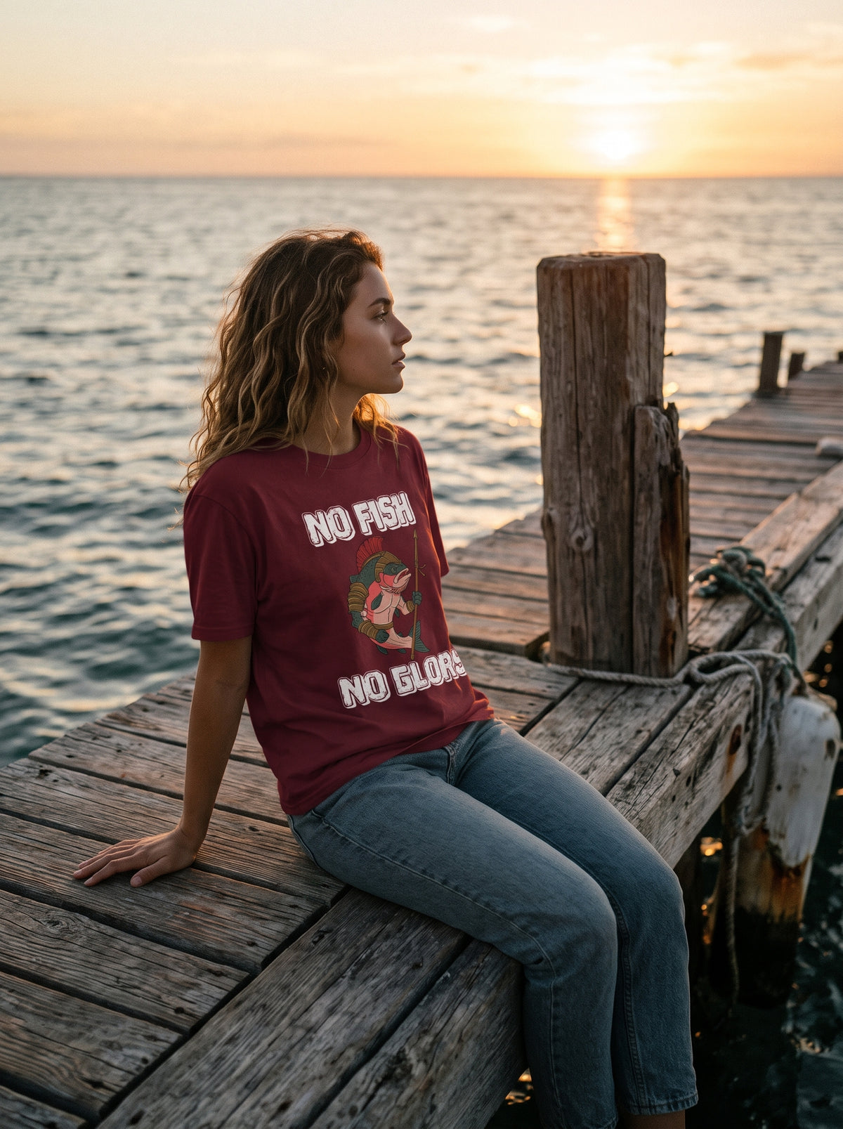 Gladiator Fish Balıkçı %100 Pamuklu Tasarım T-Shirt