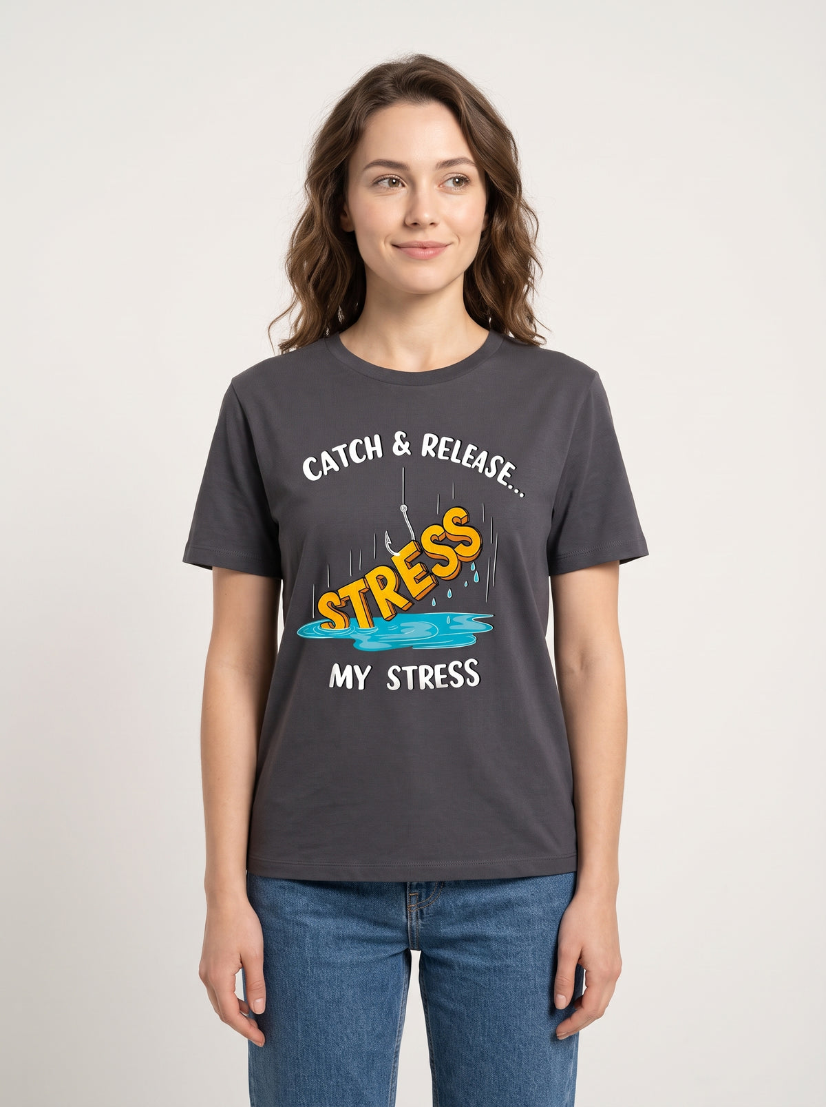 Catch Release Stres Atan Balıkçı %100 Pamuklu Tasarım T-Shirt