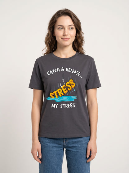 Catch Release Stres Atan Balıkçı %100 Pamuklu Tasarım T-Shirt