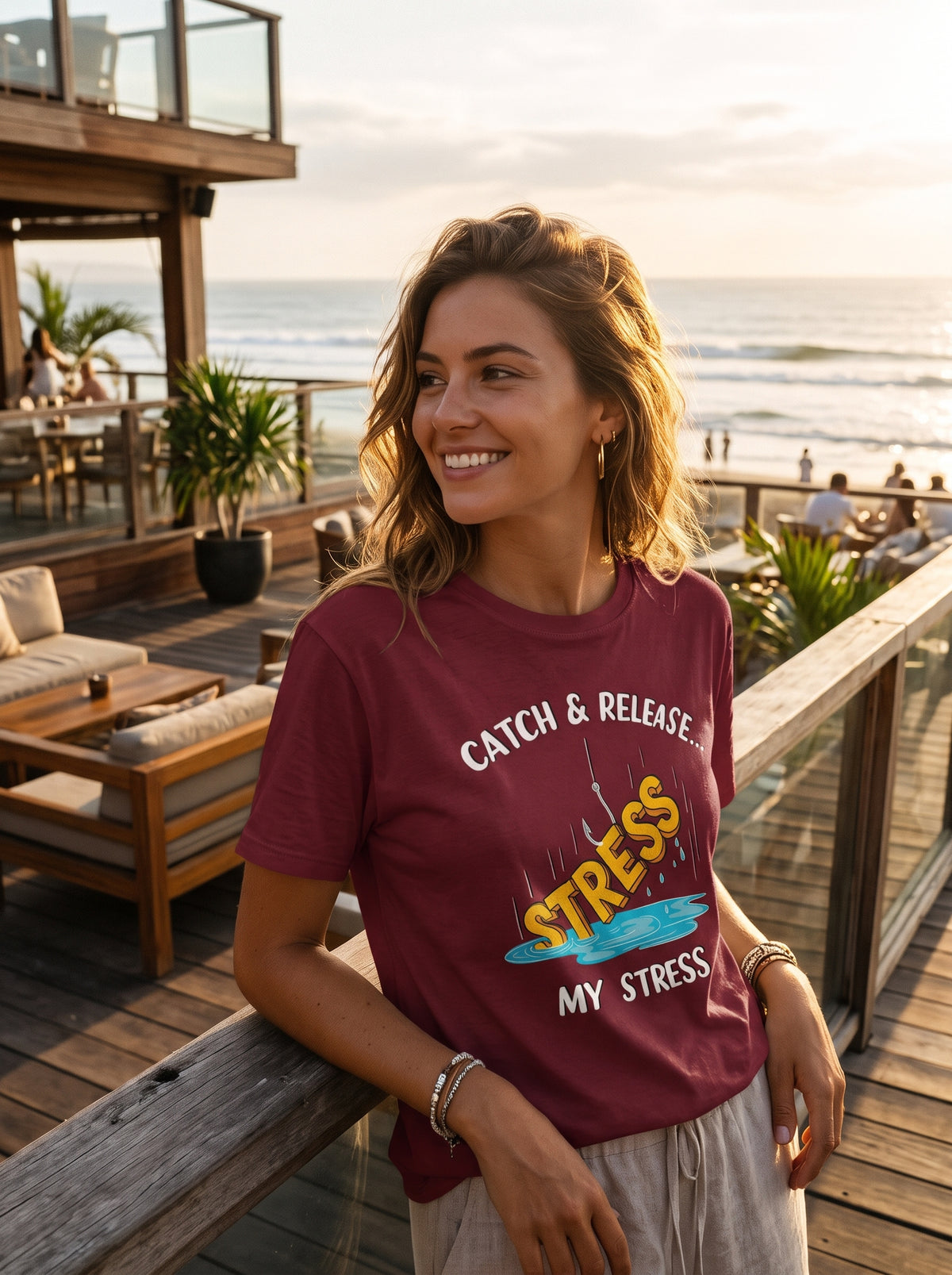 Catch Release Stres Atan Balıkçı %100 Pamuklu Tasarım T-Shirt