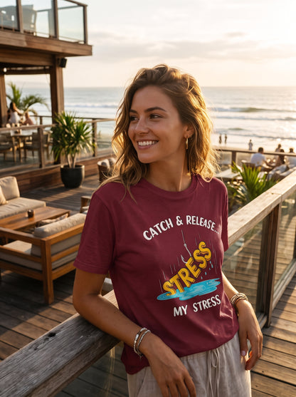 Catch Release Stres Atan Balıkçı %100 Pamuklu Tasarım T-Shirt