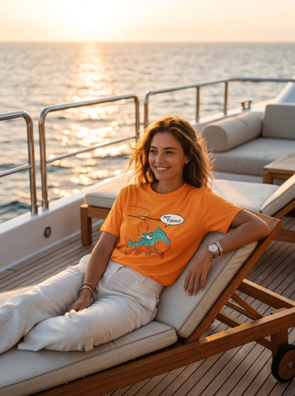 Not Today Bugün Değil Esprili Balıkçı %100 Pamuklu Tasarım T-Shirt