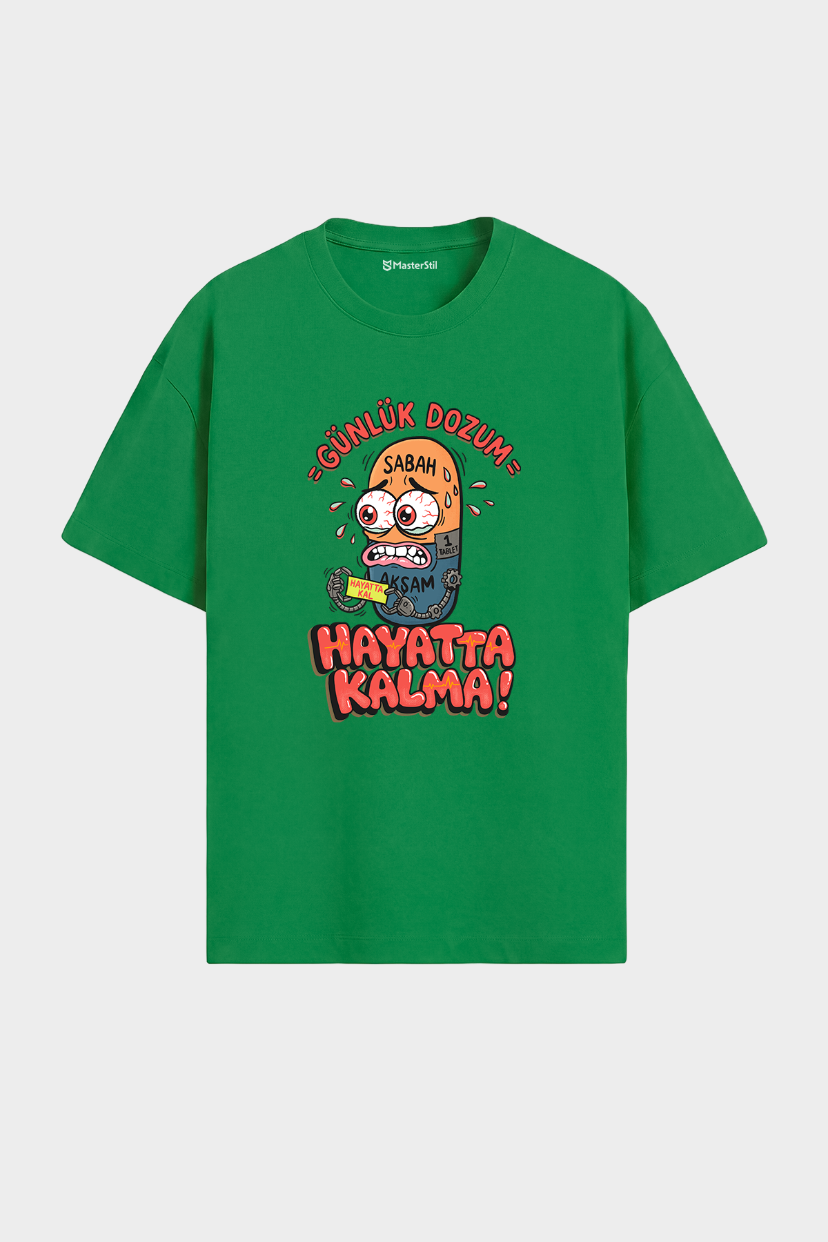 Oversize Günlük Dozum Esprili %100 Pamuklu Tasarım T-Shirt