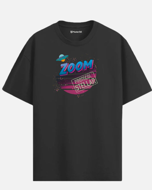 ZOOM – Protocol Stellar | Retro Sci-Fi Unisex Oversize Tişört