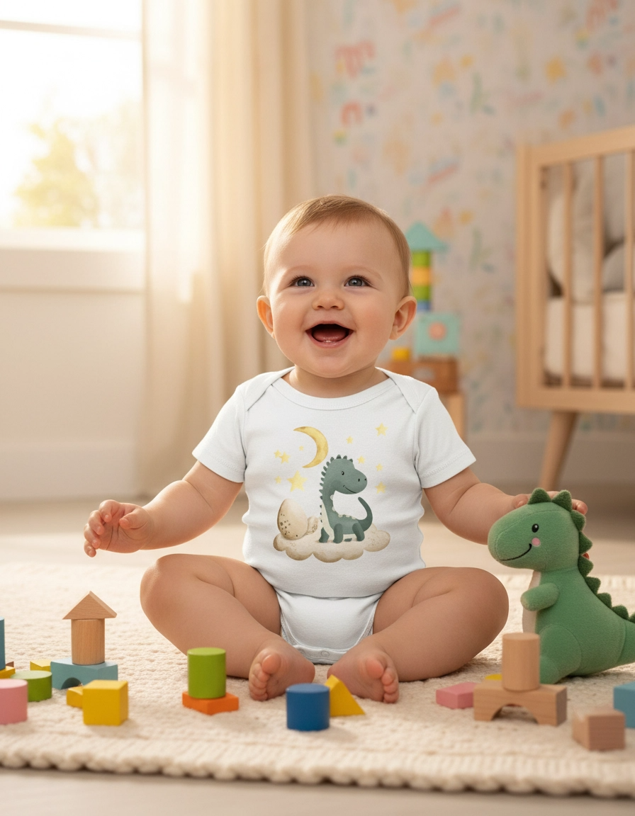 Sevimli Dinozor & Gece Gökyüzü – Bebek Body